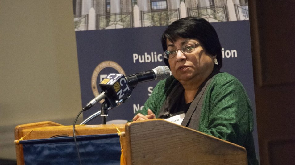 Bandana Purkayastha, Associate Dean, College of Liberal Arts & Sciences (CLAS) at UCONN, welcomes attendees