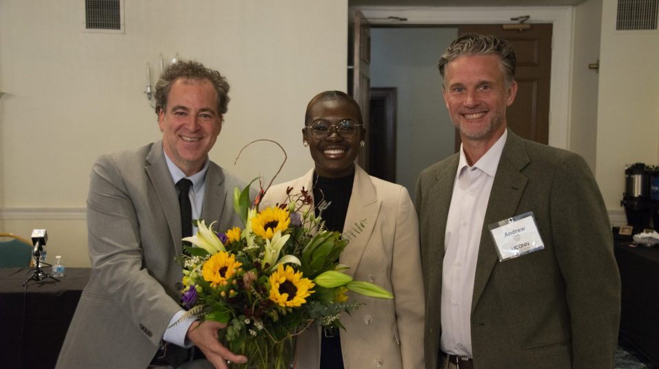 Daniel Karpowitz, Undersecretary, OPM CJPPD with Irvine Peck's-Agaya, IMRP operations coordinator and Andrew Clark, IMRP director