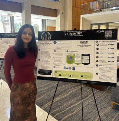 Astha Natarajan presents her work at the micro-internship showcase