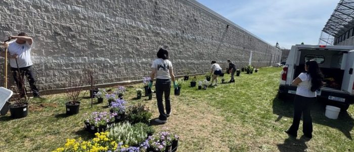 WS students by wall