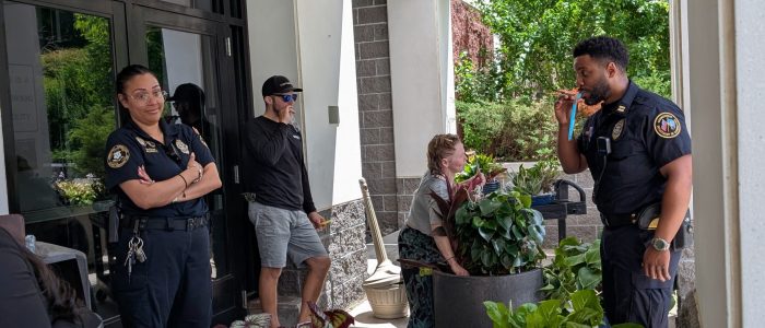 multiple officers with plants